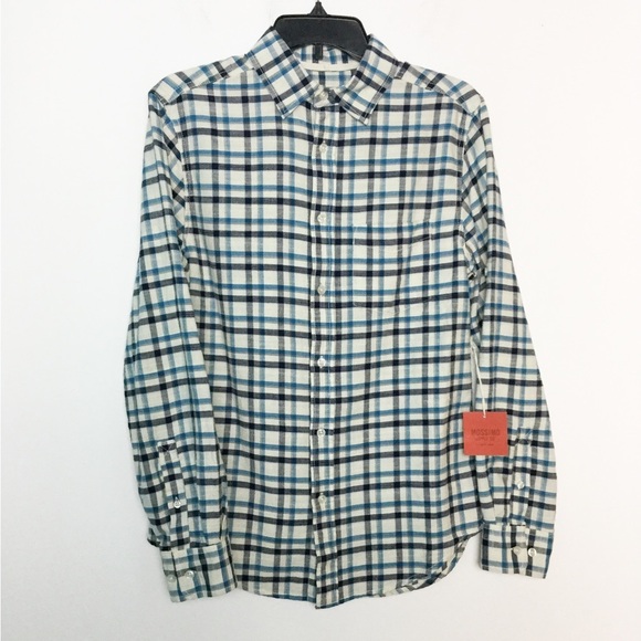 Men’s Mossimo S Small Button Front Flannel Shirt Plaid Checked Blue Pocket NWT - Picture 3 of 9